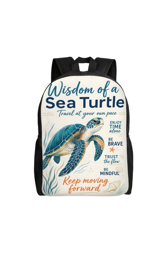 Ocean Sea Turtle Backpack Full Front Print Travel Laptop Bag for Men and Women