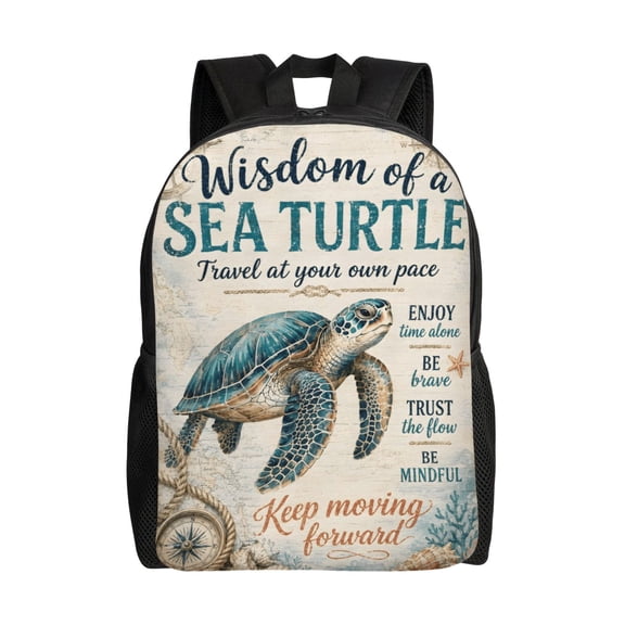 Ocean Sea Turtle Backpack Full Front Print Travel Laptop Bag for Men and Women