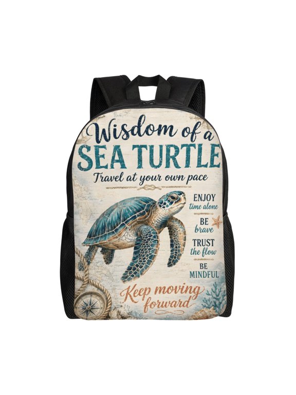 Ocean Sea Turtle Backpack Full Front Print Travel Laptop Bag for Men and Women