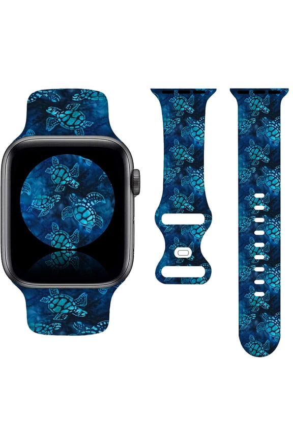 Ocean Sea Turtle Bands Compatible with Apple Watch Band 38MM 40MM 41MM, Silicone Strap Compatible with iWatch Bands Ultra Series SE 9 8 7 6 5 4 3 2 1 for Women Men
