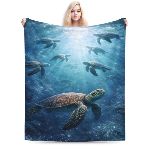 Ocean Sea Turtle Blanket Marine Turtle Throw Blanket Soft Cozy Blanket for Couch Bed Summer Beach Gift Decor 50x40