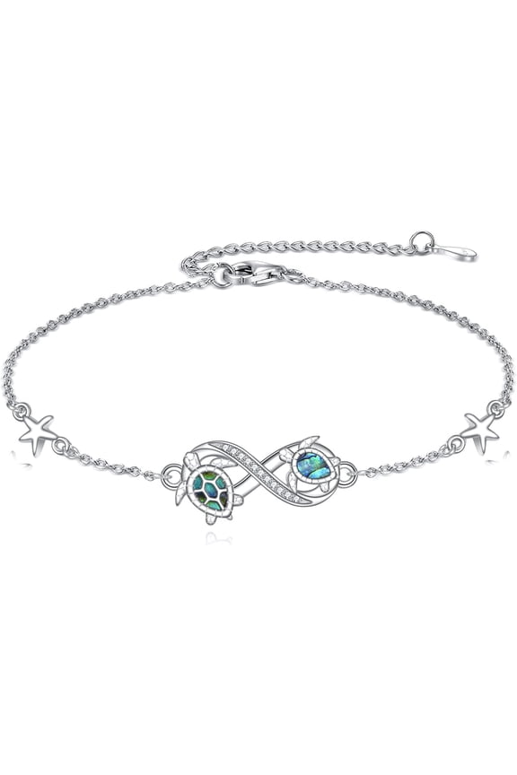 Ocean Sea Turtle Bracelet 925 Sterling Silver Summer Beach Infinity Turtle Jewelry Gifts for Women