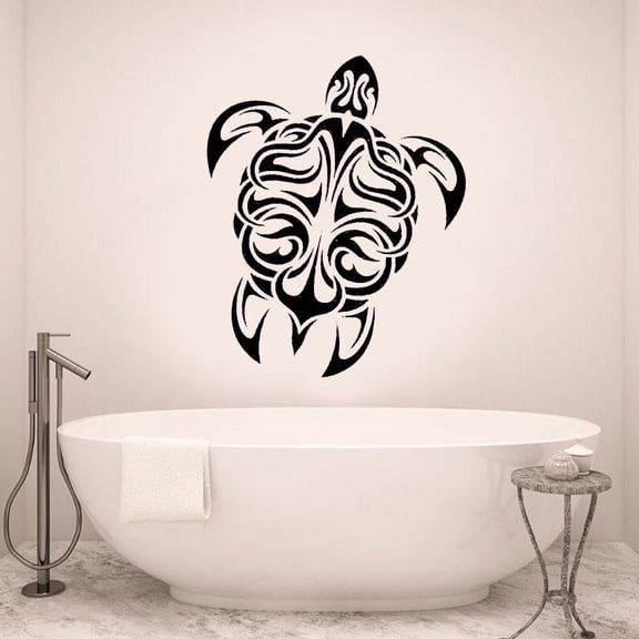 Ocean Sea Turtle Flower Vinyl Wall Sticker Home Decor Bathroom Decal Room Coastal Decoration Mural Removable Waterproof 42x52cm