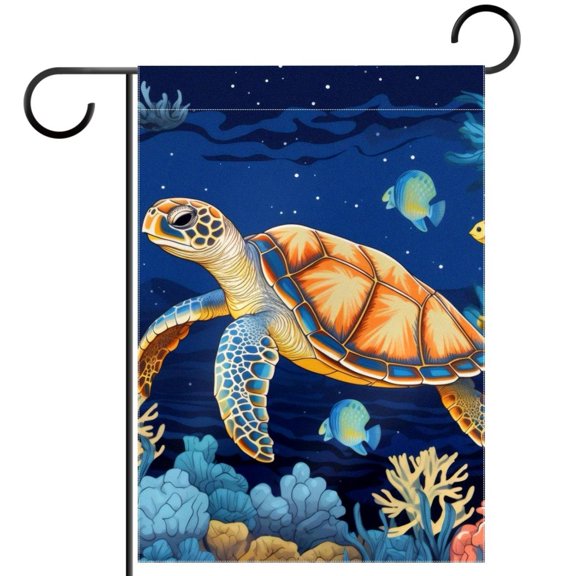 Ocean Sea Turtle Pattern Garden Flag Double Sided House Flag for Outdoor Home, Personalized All Year Round Yard Decor 12 x 18 Inch