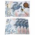thumbnail image 1 of Ocean Sea Turtle Placemats Set of 12, Summer Coastal Coral Flower Shells Placemats for Dining Table, Place Mats for Kitchen Tabletop, Waterproof Wipeable Dining Table Mats Set, 1 of 9