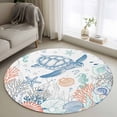 thumbnail image 1 of Ocean Sea Turtle Round Rug 3.3ft Washable Circle Entryway Rugs Non Slip Summer Coastal Beach Starfish Corals Area Rug Indoor Floor Carpet for Bedroom Kitchen Living Room Home Office Dining Room, 1 of 7