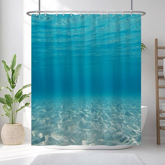 Ocean Sea View Shower Curtain Tropical Water Waves Underwater Deep Sea World Seascape Nature Fabric Shower Curtain for Bathroom Decor Waterproof Polyester with Hooks 54"W x 78"L (Pack of 1)