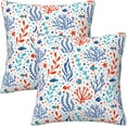 thumbnail image 1 of Ocean Seagrass Coral Fish Throw Pillow Covers Soft Square Cushion Pillowcase Set of 2 for Sofa Couch Home Decor 18 X 18 in, 1 of 6
