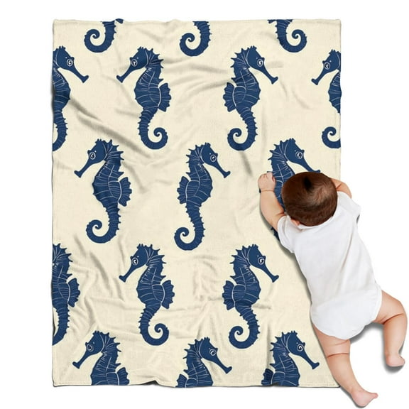 Ocean Seahorse Blanket,Comfortable Soft Flannel Throw Blanket,All Season,Warm Lightweight Blankets for Sofa Bed Couch Living Room Chair,30"x40"(80x100cm)