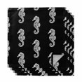 thumbnail image 1 of Ocean Seahorse Cloth Napkins, Summer Nautical Coastal Textured Black Washable and Reusable Dinner Napkins Set of 4, Table Napkin for Kitchen Party Birthday Wedding Hotel Housewarming 20"x20", 1 of 9