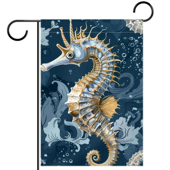 Ocean Seahorse Pattern Decorative Garden Flag for All Seasons, 12 x 18 Inch Small Vertical Double Sided Outside Decoration for Yard Farmhouse