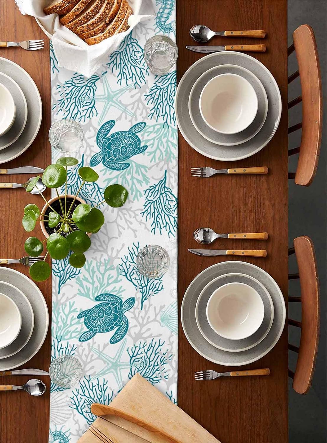 Ocean Seahorse Turtle Seastar Table Runners 120 Inches Long Wedding