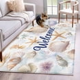 thumbnail image 1 of Ocean Seashell Washable Area Rugs 4'x6', Welcome Starfish Ocean Life Summer Low Pile Throw Living Room Rug Non-Slip Sturdy Edge Binding Carpet for Indoor Entryway Bedside Kitchen, 1 of 9