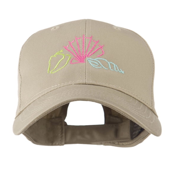 Ocean Seashells Embroidered Cap - Khaki OSFM