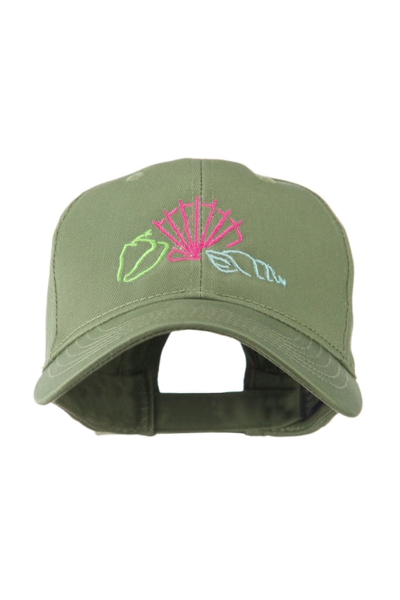 Ocean Seashells Embroidered Cap - Olive OSFM