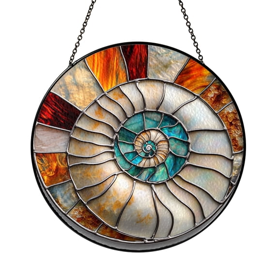 Ocean Seashells Glass Suncatcher, Coastal Window Hanging Decor, Beach Inspired Home Accent Gift