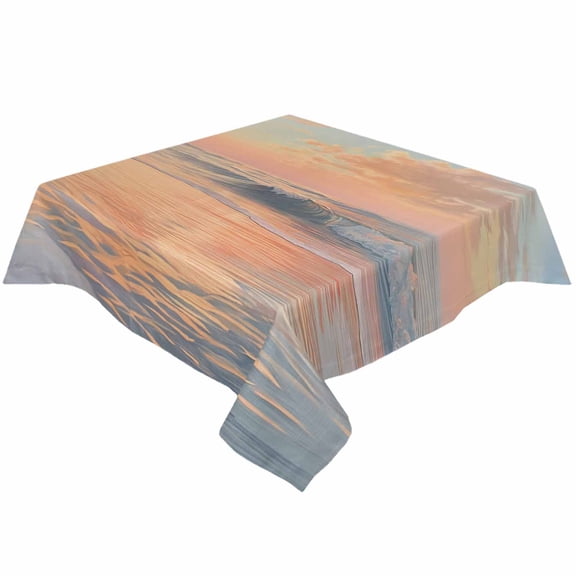 Ocean Seaside Square/Round Tablecloths 60x60,Sunset Sky Sea Wave Natural Scenery Table Cloth Table Cover Indoor/Outdoor Tabletop Decor for Wedding Holiday Party Dinner Baby Shower