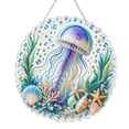 thumbnail image 1 of Ocean Series 5D Diamond Painting Acrylic Hanging Ornament DIY Rhinestone Pearl Art Kit for Coastal Wall Decor Creative Handcraft Project for Adults, 8 Inch, 1 of 8