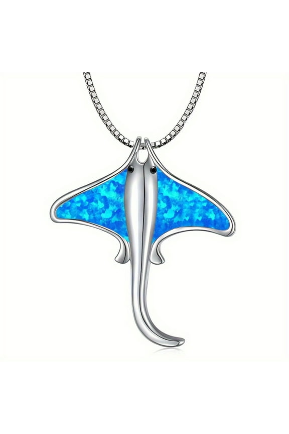 Ocean Series Hawaii Beach Blue Opal Manfish Necklace Women,Blue