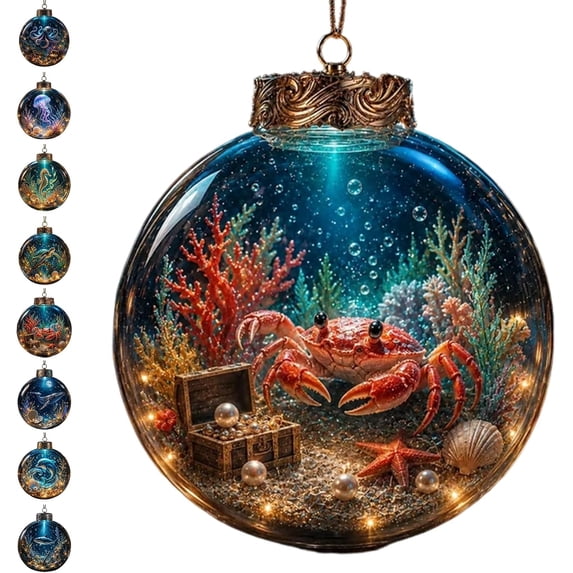 Ocean Series Illuminated Model Decoration Collection,Clear Display Ornament with Detailed Underwater Scene and LED Glow,Mini Aquarium Globe for Desk Shelf Home Decor,Gift for Ocean Lovers (B20)