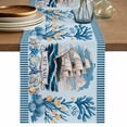 thumbnail image 1 of Ocean Set Sail Table Runner 72 Inches, Sailboat Sea Waves Blue Coral Starfish Bed Runner Dresser Scarves Tabletop for Indoor Outdoor Parties/Ceremony/Banquet, 18" x 72", 1 of 9