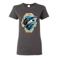 thumbnail image 1 of Ocean Shark Big Mouth Womens Graphic T-Shirt, Charcoal, X-Large, 1 of 3