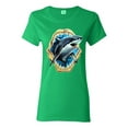 thumbnail image 1 of Ocean Shark Big Mouth Womens Graphic T-Shirt, Kelly, X-Large, 1 of 3