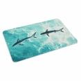 thumbnail image 1 of Ocean Shark Doormat Outdoor Entrance 24"x36", Teal Green Wave Summer Beach Coastal Absorb Moisture Dirt Door Mats, Non-Slip Rubber Backing Floor Mats Indoor, Low-Profile Front Door Rugs, 1 of 9