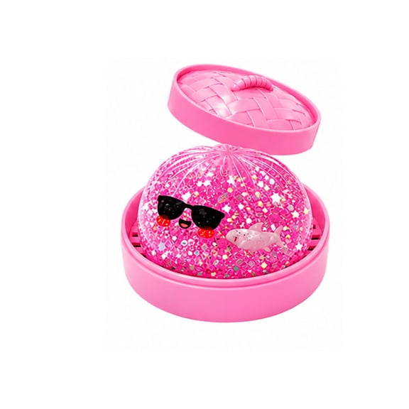 Ocean Shark Dumpling Squishy Toys, 3.34" Pink ​​Glitter Dumpling Squishy with Box, Dumplings Squeeze Balls Stress Relief Sensory for Holiday & Birthday Gifts