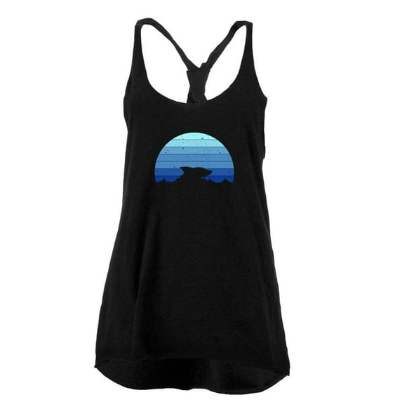 Ocean Shark Retro Sunset Blue Juniors Twist Tank Top Black MD