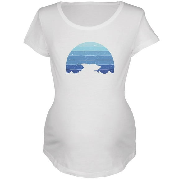 Ocean Shark Retro Sunset Blue Maternity Soft T Shirt