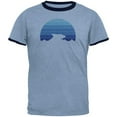 thumbnail image 1 of Ocean Shark Retro Sunset Blue Mens Ringer T Shirt Heather Blue-Navy 2XL, 1 of 1