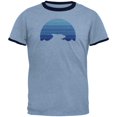 thumbnail image 1 of Ocean Shark Retro Sunset Blue Mens Ringer T Shirt Heather Blue-Navy X-LG, 1 of 1