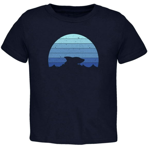 Ocean Shark Retro Sunset Blue Toddler T Shirt Navy 4T