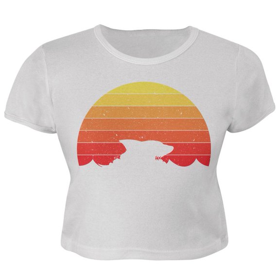 Ocean Shark Retro Sunset Juniors Crop Top T-Shirt