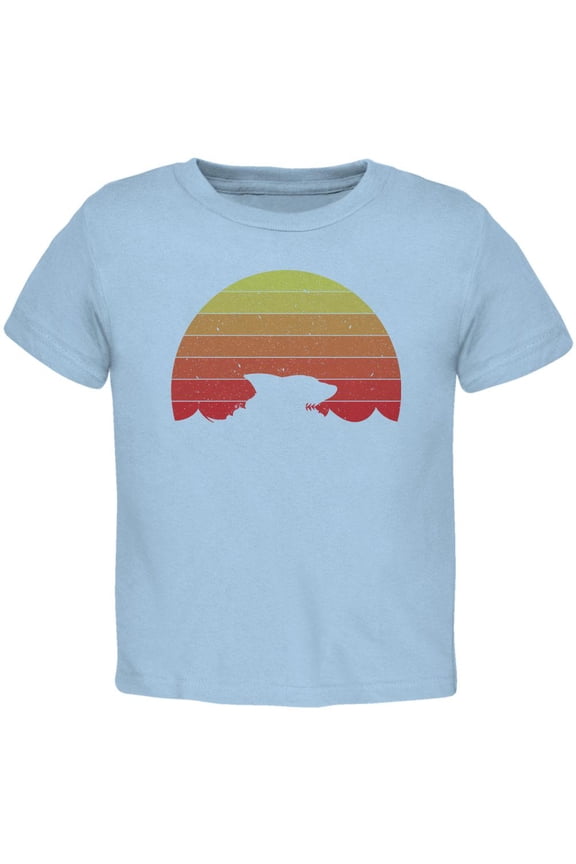 Ocean Shark Retro Sunset Toddler T Shirt Light Blue 4T