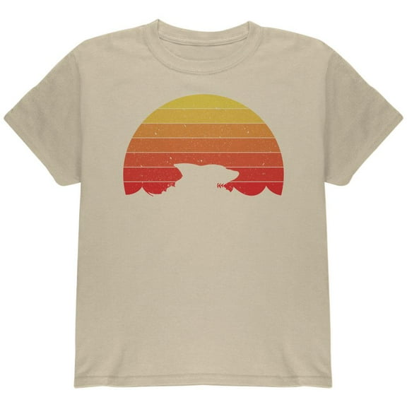 Ocean Shark Retro Sunset Youth T Shirt Sand YMD
