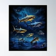 thumbnail image 1 of Ocean Sharks Swimming In Unity Poster Wall Art, Modern Wall Decor For Living Room Bedroom, 12x18 UNFRAMED, 1 of 3