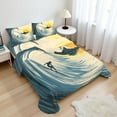 thumbnail image 1 of Ambesonne Ocean Fitted & Top Sheet Set with Shams, Cloudy Tropical Island, Beige Yellow Navy, 1 of 8