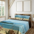 thumbnail image 1 of Ambesonne Ocean Fitted & Top Sheet Set with Shams, Balcony Panoramic Seascape, Blue and White, 1 of 5