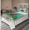 thumbnail image 1 of Ambesonne Ocean Fitted & Top Sheet Set with Sham, Sea Turtles Underwater, Green Brown, 1 of 4