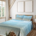 thumbnail image 1 of Ambesonne Summer Fitted & Top Sheet Set with Shams, Sea Horizon Shore Beach, Blue Cream, 1 of 5