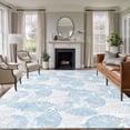 thumbnail image 1 of Ocean Shell Area Rugs 8'x10', Washable Small Throw Rugs for Living Room Patio, Summer Coastal Seashells Texture Light Blue Indoor Outdoor Rug Non-Slip Low Pile Carpet Runner Reversible Floor Mats, 1 of 8