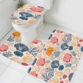 thumbnail image 1 of Ocean Shell Bathroom Rugs Set Colorful Shell Coral Abstract Texture Non Slip Absorbent Soft Bath Mats 3 Piece Set with Bathroom Rug, U-Shaped Floor Mat, Toilet Seat Cover Large Size, 1 of 9