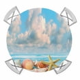 thumbnail image 1 of Ocean Shell Elastic Fitted Round Table Cover Beach Theme Starfish Conch Waterproof Outdoor Tablecloth for Holiday Party, Picnic, Patio & Dining Fits Tables Up to 36"-44", 1 of 8