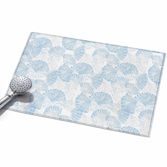 Ocean Shell Entryway Rug 2x3ft Washable Non Slip Bathroom Rug Indoor Floor Front Door Mat Summer Coastal Seashells Texture Light Blue Rectangle Area Rugs Carpet for Kitchen Office Dining Room Home