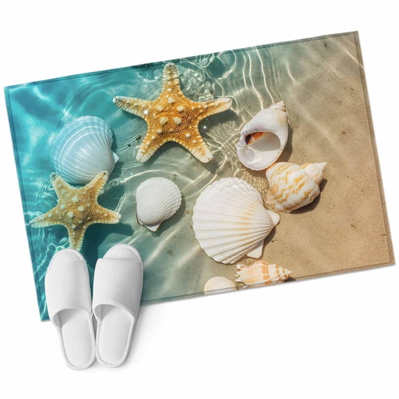 Ocean Shell Large Area Rugs for Bedroom Living Room, Soft Non Slip Carpet Bedside Rug, Beach Starfish Sea Water Sand Shore Rectangular Floor Cover Kitchen Accent Rug 2'x3' for Dining Room/Office