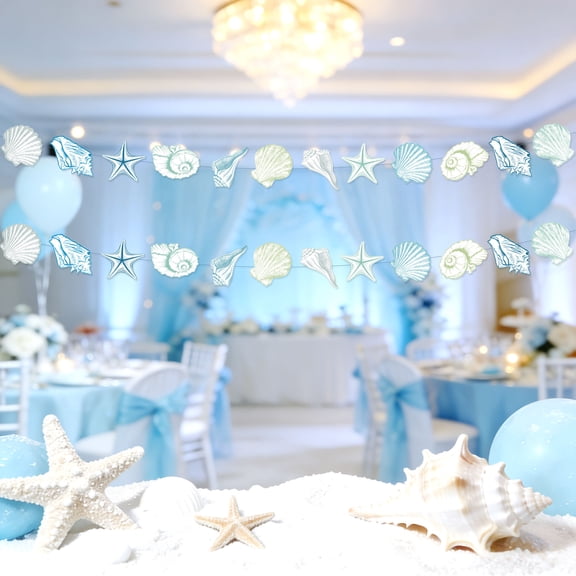 Ocean Shell Party Banner - Hand-Painted Coastal Decor for Beach, Summer, Wedding & Birthday Events