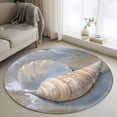 thumbnail image 1 of Ocean Shell Round Living Room Rugs 3.3 ft, Coastal Spray Washable Area Rug with Non-Slip Sturdy Edge Binding Round Front Door Mat Floor Carpet for Entryway, 1 of 9