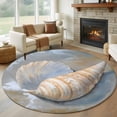 thumbnail image 1 of Ocean Shell Round Living Room Rugs 6 ft, Coastal Spray Washable Area Rug with Non-Slip Sturdy Edge Binding Round Carpet for Kitchen Office Bedroom, 1 of 9